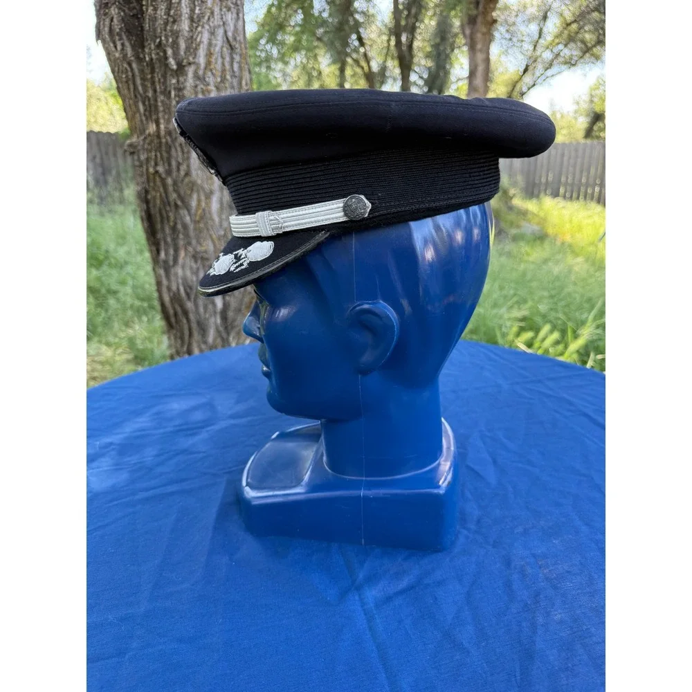US Air Force USAF Officer Service Cap Hat‎ Clouds and Lightning Blue Silver Ins